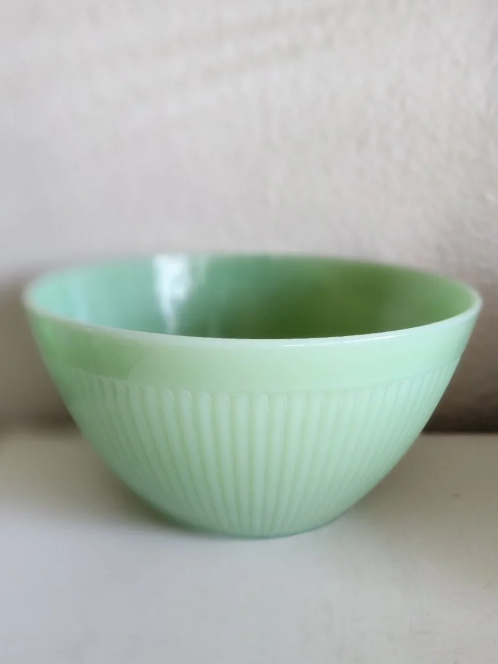 Vintage Jadeite Jadite Fire King Jane Ray Ribbed Mixing Bowl Green Glass 7.5
